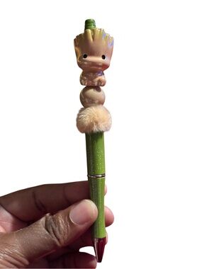 Handmade Green &  Yellow 3D  Character Pen